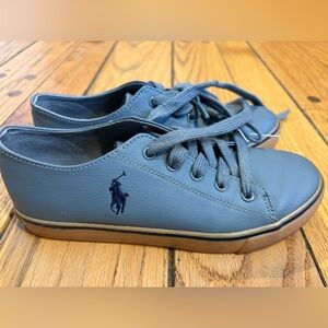 Ralph Lauren Polo Blue Pony Preppy Leather Sneakers with Logo size 3